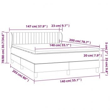 Boxspringbett mit Matratze Hellgrau 140x200 cm Stoff