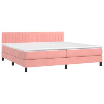 Boxspringbett mit Matratze & LED Rosa 200x200 cm Samt