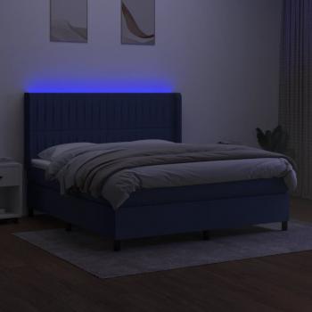 Boxspringbett mit Matratze & LED Blau 180x200 cm Stoff