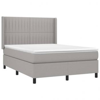 Boxspringbett mit Matratze Hellgrau 140x190 cm Stoff