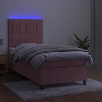 Boxspringbett mit Matratze & LED Rosa 100x200 cm Samt