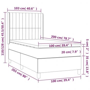 Boxspringbett mit Matratze & LED Dunkelblau 100x200 cm Samt