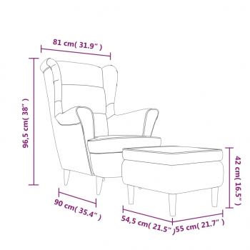 Ohrensessel mit Hocker Creme Samt