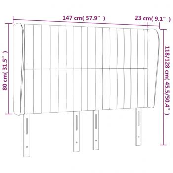 Kopfteil mit Ohren Hellgrau 147x23x118/128 cm Stoff