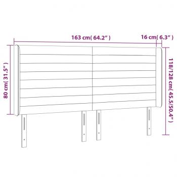 LED Kopfteil Hellgrau 163x16x118/128 cm Stoff