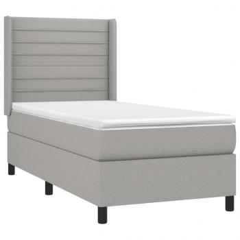 Boxspringbett mit Matratze Hellgrau 80x200 cm Stoff