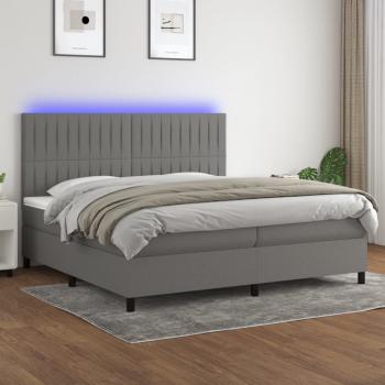 ARDEBO.de - Boxspringbett mit Matratze & LED Dunkelgrau 200x200 cm Stoff