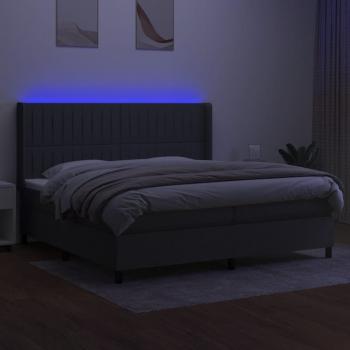 Boxspringbett mit Matratze & LED Dunkelgrau 200x200 cm Stoff