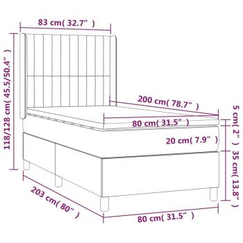 Boxspringbett mit Matratze & LED Dunkelgrau 80x200 cm Stoff