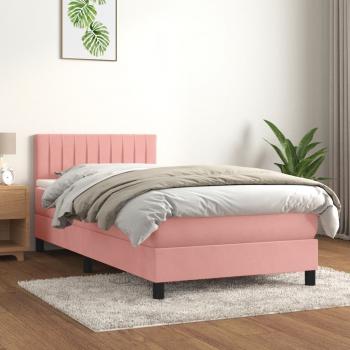 ARDEBO.de - Boxspringbett mit Matratze Rosa 100x200 cm Samt