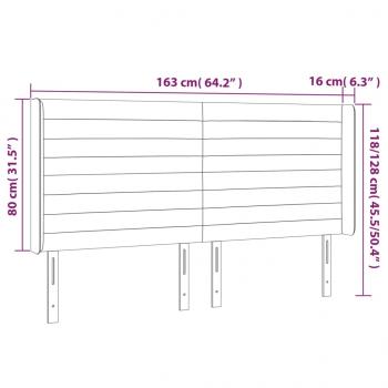 Kopfteil mit Ohren Hellgrau 163x16x118/128 cm Stoff