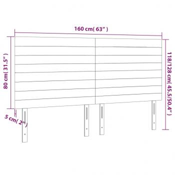 LED Kopfteil Hellgrau 160x5x118/128 cm Samt