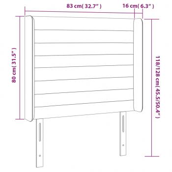 LED Kopfteil Hellgrau 83x16x118/128 cm Stoff