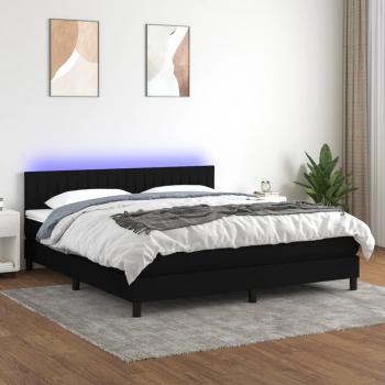 ARDEBO.de - Boxspringbett mit Matratze & LED Schwarz 160x200 cm Stoff