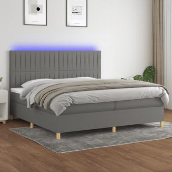 ARDEBO.de - Boxspringbett mit Matratze & LED Dunkelgrau 200x200 cm Stoff