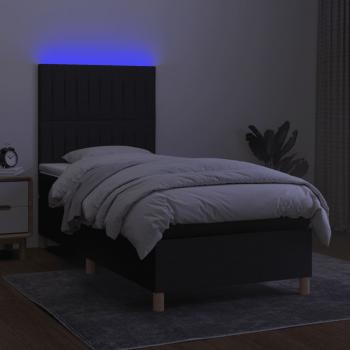 Boxspringbett mit Matratze & LED Schwarz 80x200 cm Stoff