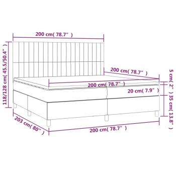 Boxspringbett mit Matratze & LED Rosa 200x200 cm Samt