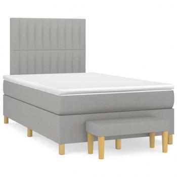 Boxspringbett mit Matratze Hellgrau 120x200 cm Stoff