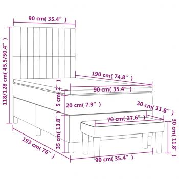 Boxspringbett mit Matratze Schwarz 90x190 cm Samt