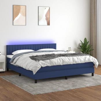 ARDEBO.de - Boxspringbett mit Matratze & LED Blau 160x200 cm Stoff