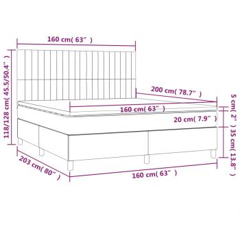 Boxspringbett mit Matratze & LED Rosa 160x200 cm Samt