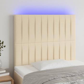 ARDEBO.de - LED Kopfteil Creme 80x5x118/128 cm Stoff