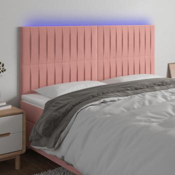 ARDEBO.de - LED Kopfteil Rosa 180x5x118/128 cm Samt