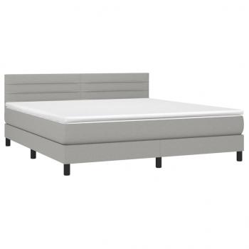 Boxspringbett mit Matratze & LED Hellgrau 160x200 cm Stoff