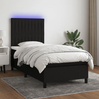 ARDEBO.de - Boxspringbett mit Matratze & LED Schwarz 80x200 cm Stoff