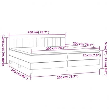 Boxspringbett mit Matratze & LED Dunkelgrau 200x200 cm Stoff