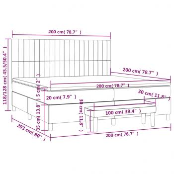 Boxspringbett mit Matratze Hellgrau 200x200 cm Stoff