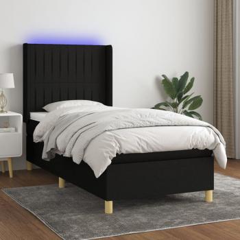 ARDEBO.de - Boxspringbett mit Matratze & LED Schwarz 80x200 cm Stoff