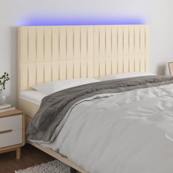 ARDEBO.de - LED Kopfteil Creme 180x5x118/128 cm Stoff