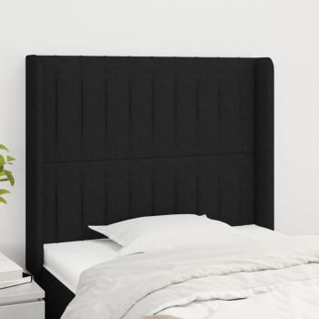 ARDEBO.de - Kopfteil mit Ohren Schwarz 83x16x118/128 cm Stoff