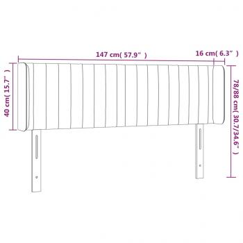 LED Kopfteil Dunkelgrau 147x16x78/88 cm Samt