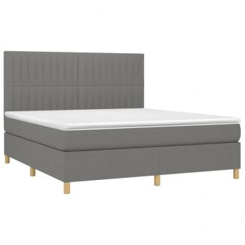 Boxspringbett mit Matratze & LED Dunkelgrau 160x200 cm Stoff