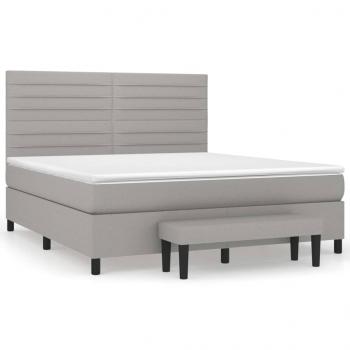 Boxspringbett mit Matratze Hellgrau 160x200 cm Stoff