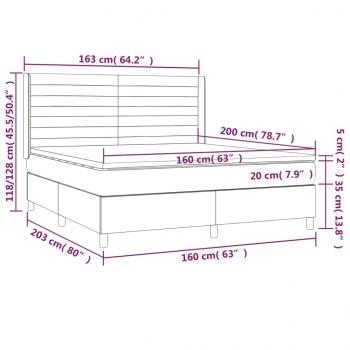 Boxspringbett mit Matratze & LED Hellgrau 160x200 cm Samt 