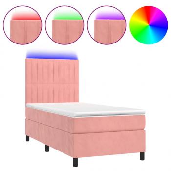 Boxspringbett mit Matratze & LED Rosa 90x200 cm Samt