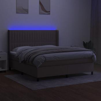 Boxspringbett mit Matratze & LED Taupe 180x200 cm Stoff