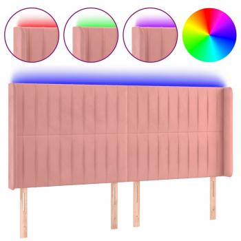 LED Kopfteil Rosa 163x16x118/128 cm Samt