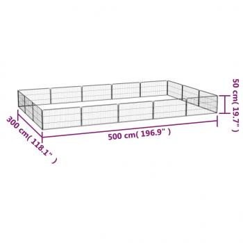 16-tlg. Hundelaufstall Schwarz 100x50cm Stahl Pulverbeschichtet