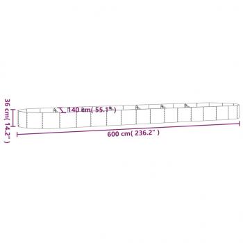 Hochbeet Pulverbeschichteter Stahl 600x140x36 cm Silbern