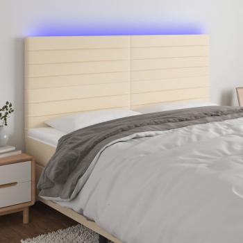 ARDEBO.de - LED Kopfteil Creme 160x5x118/128 cm Stoff