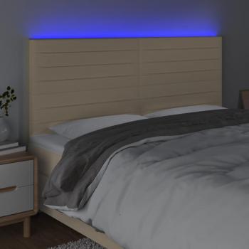 LED Kopfteil Creme 160x5x118/128 cm Stoff