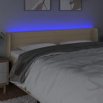 LED Kopfteil Creme 163x16x78/88 cm Stoff