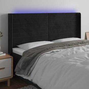 ARDEBO.de - LED Kopfteil Schwarz 163x16x118/128 cm Samt