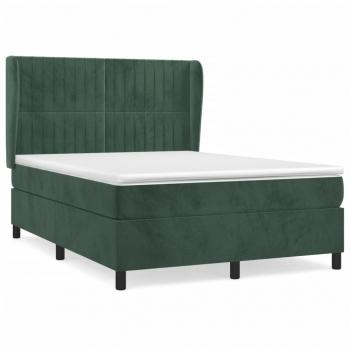 Boxspringbett mit Matratze Dunkelgrün 140x190 cm Samt