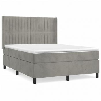 Boxspringbett mit Matratze Hellgrau 140x190 cm Samt