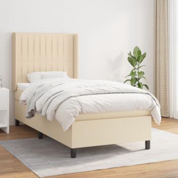 ARDEBO.de - Boxspringbett mit Matratze Creme 100x200 cm Stoff